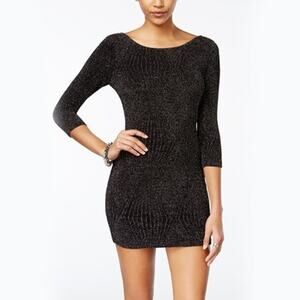 Trixxi 3/4 Sleeve Metallic Bodycon Scoop Back Dress Juniors Size 5